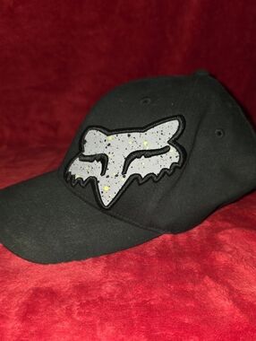 Fox Black Kids Cap with Reflective Gray Logo and Yellow Accents